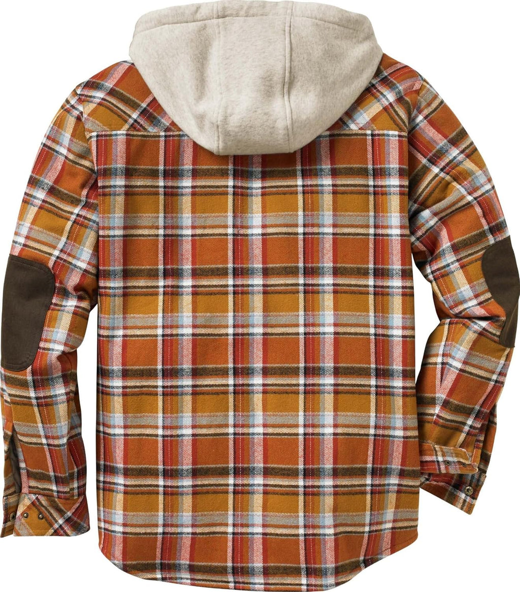 Stay Warm and Stylish: Men's Insulated Hooded Shirt Jacket with Cozy Plaid Flannel and Soft Berber Lining