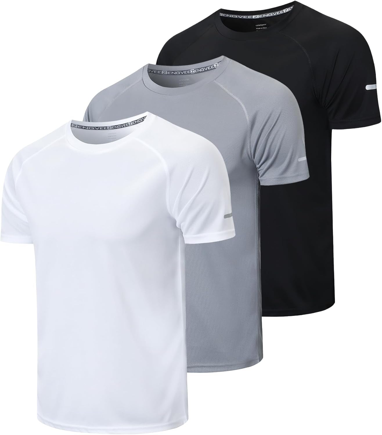 Men's Quick-Dry Moisture-Wicking Short Sleeve Mesh Athletic Workout Shirts - 1/3 Pack