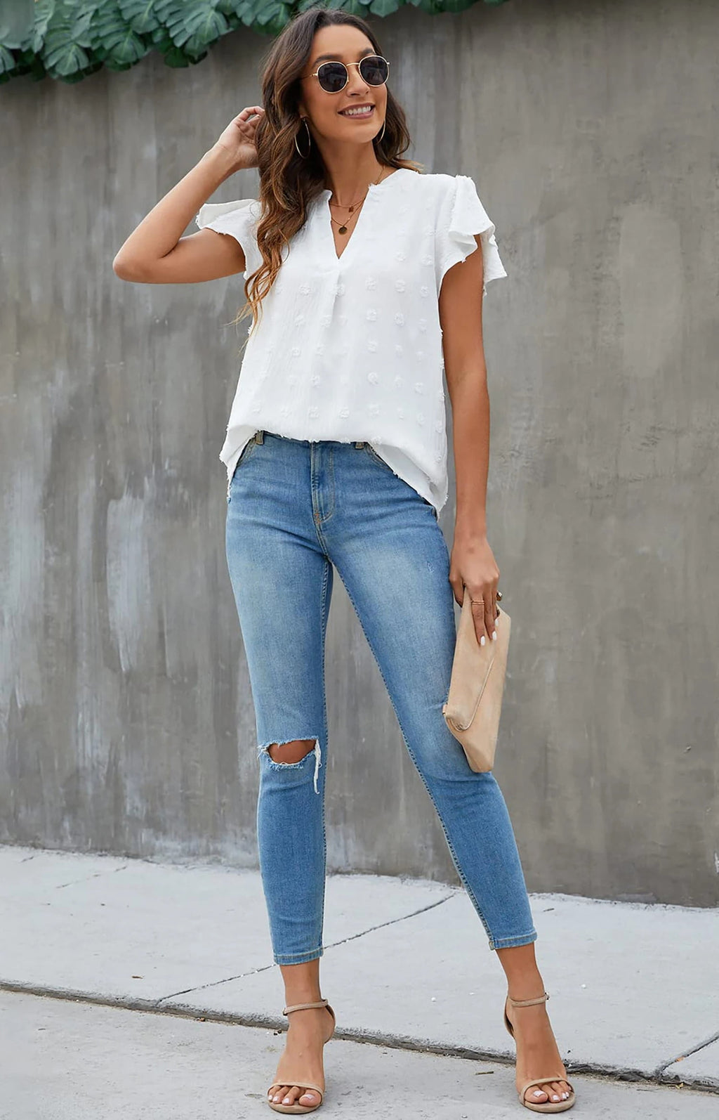 Elevate Your Wardrobe with Our Women's Elegant V-Neck Blouses Featuring Ruffle Sleeves - Perfect for Summer Casual Wear!
