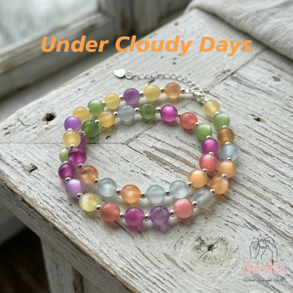 Sofia Dopamine Necklace - Rainbow Beaded Choker - UV Reactive Necklace Waterproof - Summer Jewelry Stainless Steel, Stackable