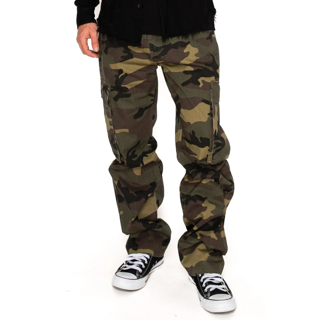VICTORIOUS Baggy Fit Cargo Camo Pants Cotton Menswear Pocket Man Trouser Camouflage