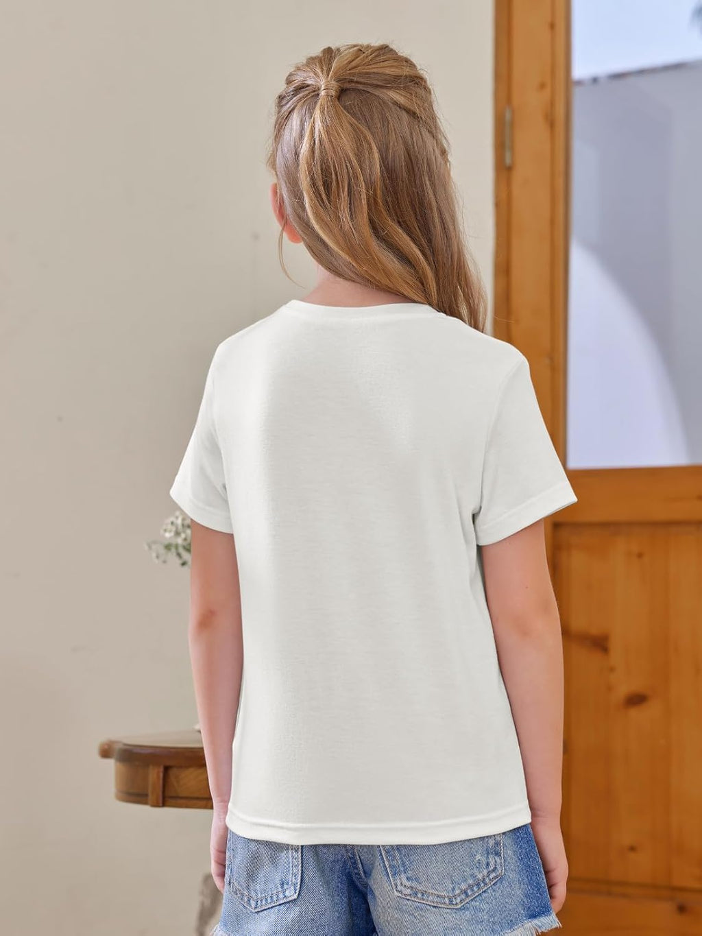 Girls' Short Sleeve Crewneck T-Shirts for Summer, Ages 5-14