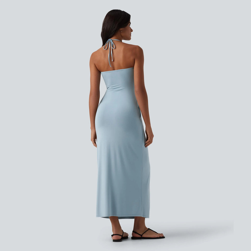 Elevate Your Style with the Halara Halter Tie Back Maxi Dress Featuring Pockets