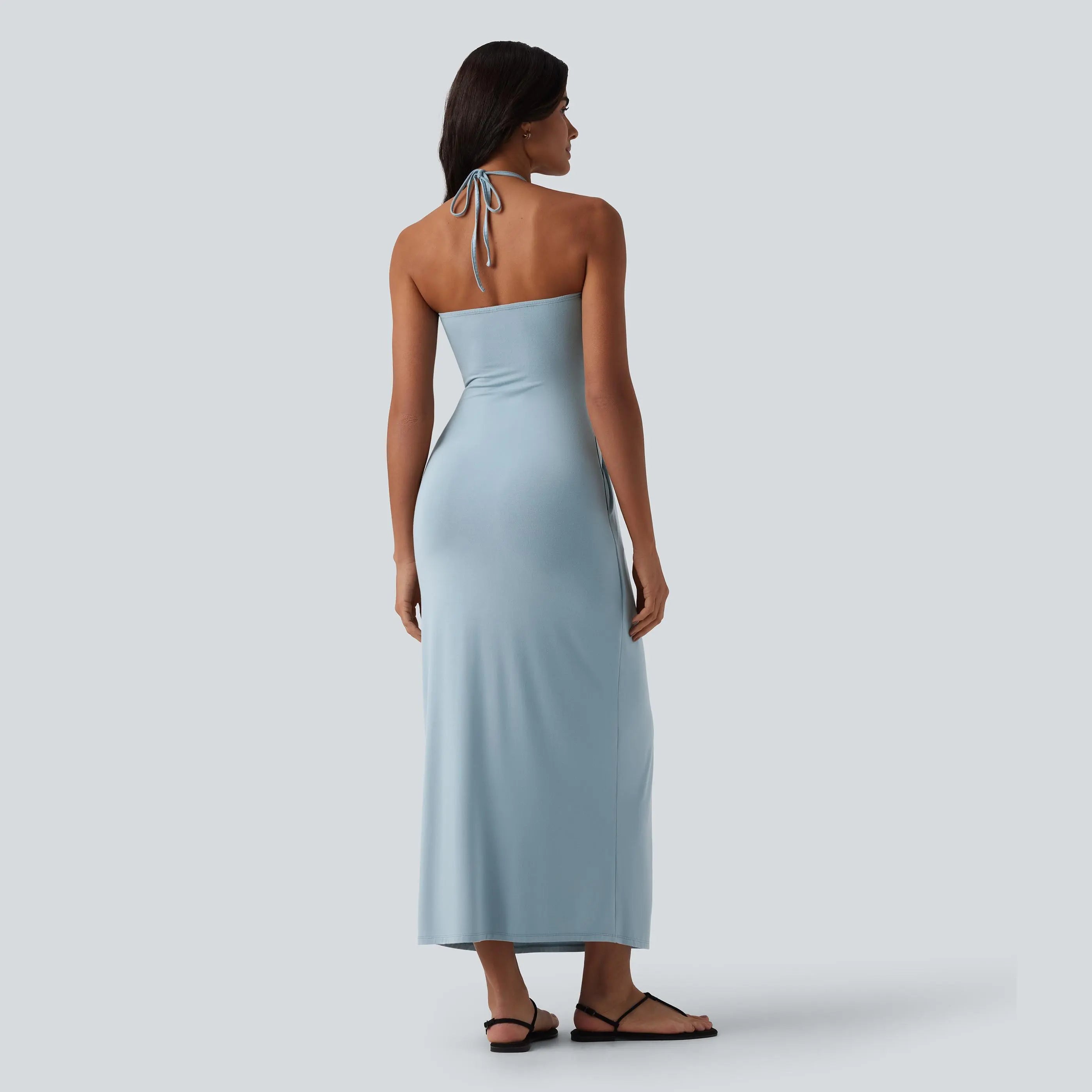Elevate Your Style with the Halara Halter Tie Back Maxi Dress Featuring Pockets