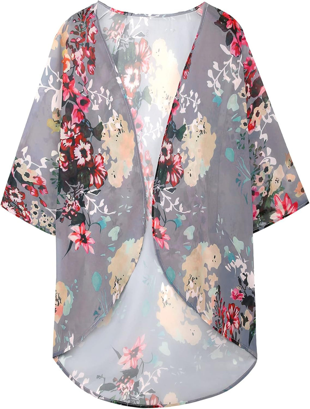 Chic Women's Floral Print Puff Sleeve Kimono Cardigan - Your Go-To Casual Cover-Up for Summer 2026