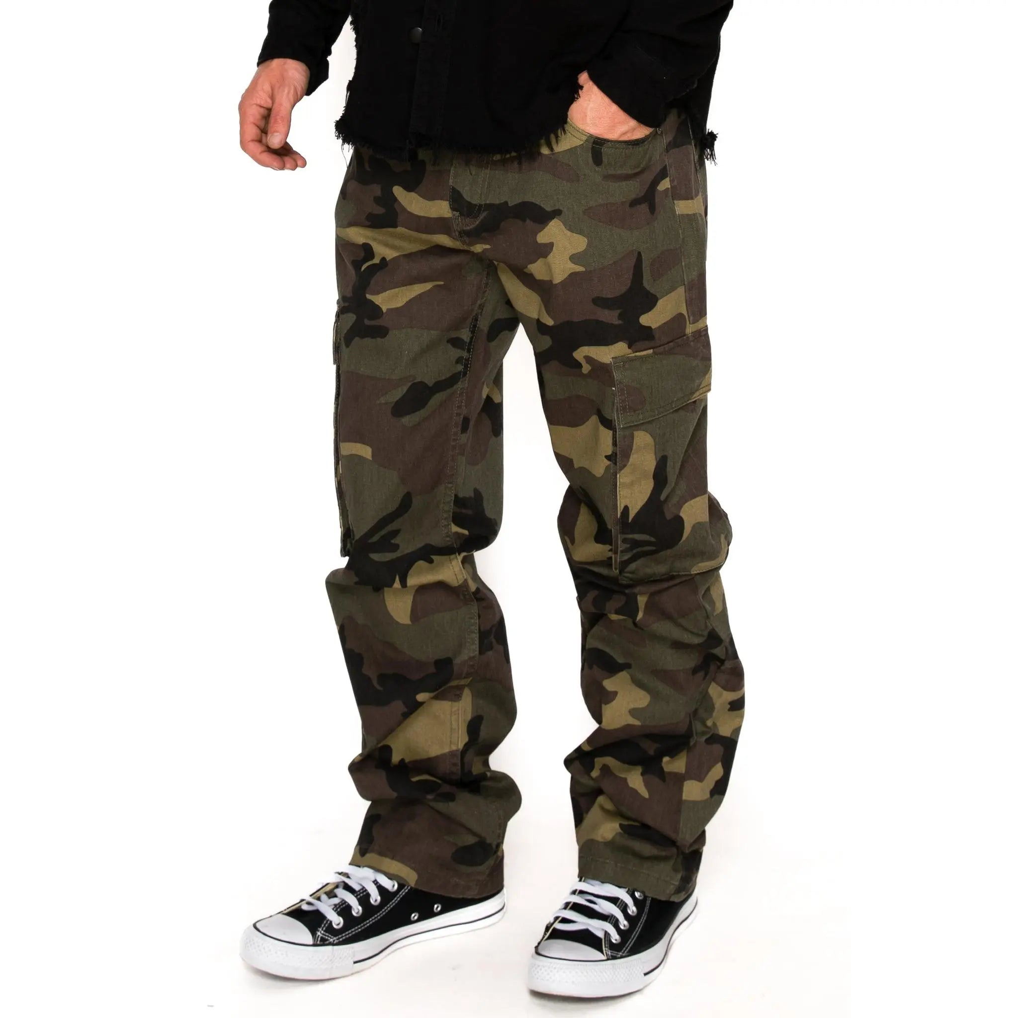 VICTORIOUS Baggy Fit Cargo Camo Pants Cotton Menswear Pocket Man Trouser Camouflage