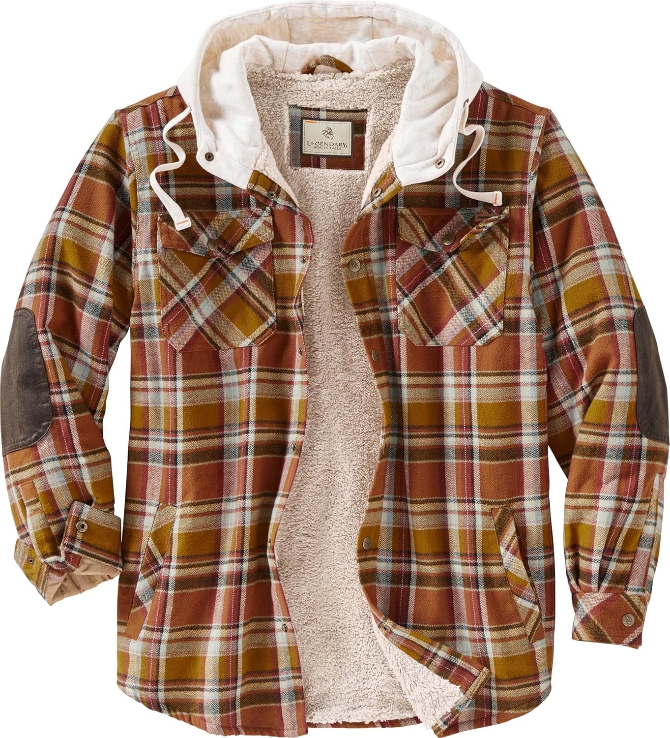 Stay Warm and Stylish: Men's Insulated Hooded Shirt Jacket with Cozy Plaid Flannel and Soft Berber Lining