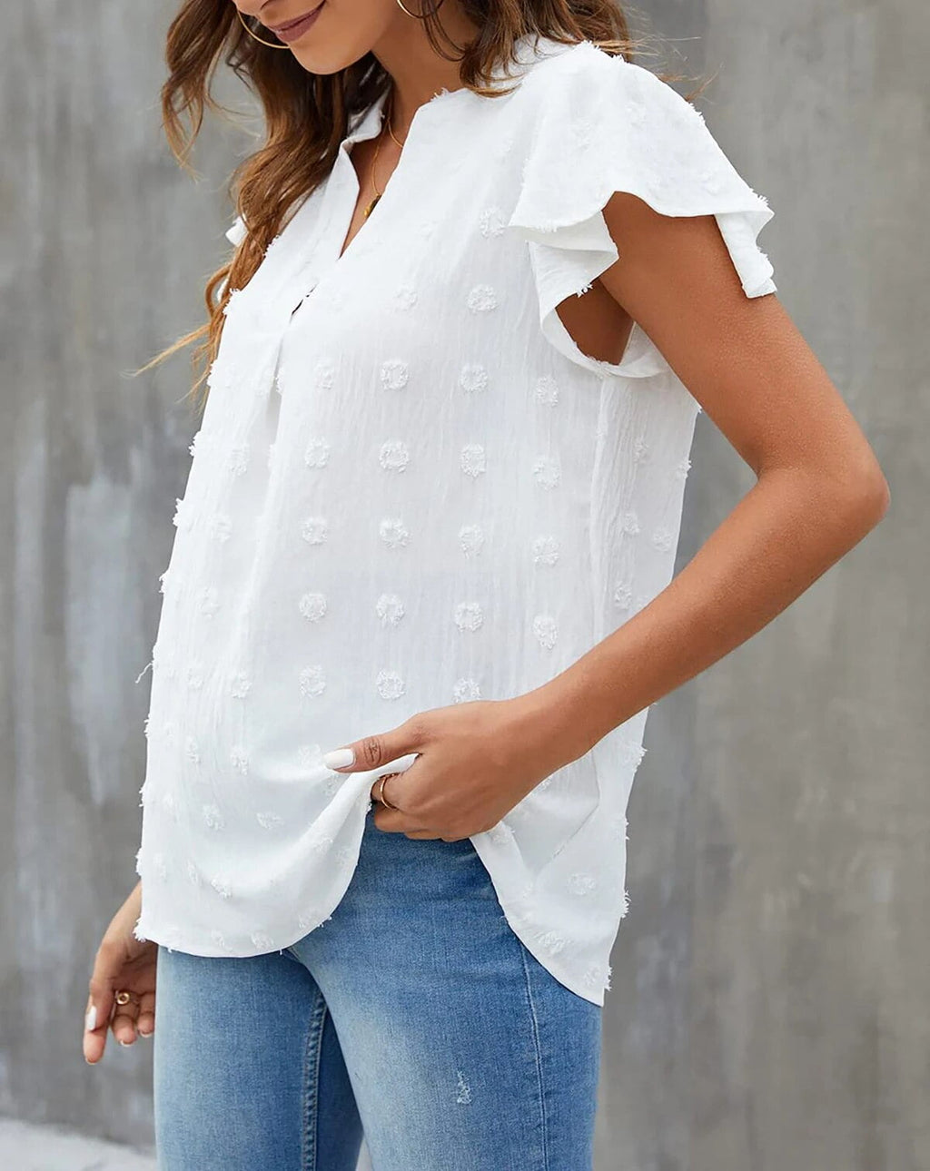 Elevate Your Wardrobe with Our Women's Elegant V-Neck Blouses Featuring Ruffle Sleeves - Perfect for Summer Casual Wear!