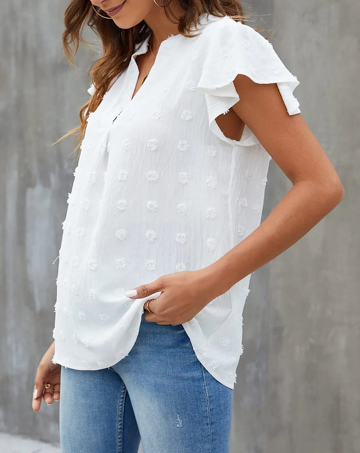 Elevate Your Wardrobe with Our Women's Elegant V-Neck Blouses Featuring Ruffle Sleeves - Perfect for Summer Casual Wear!