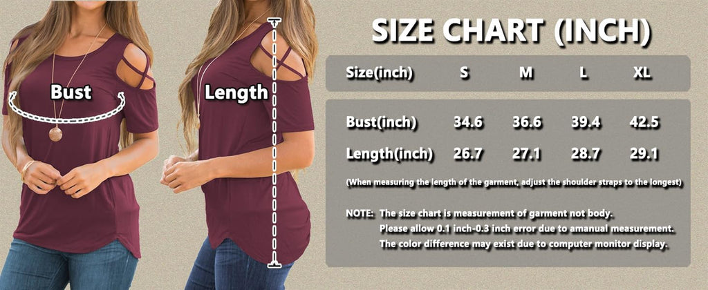 Women's Short Sleeve Cold Shoulder Tops - Spring/Summer Loose Fit Tunic 2026