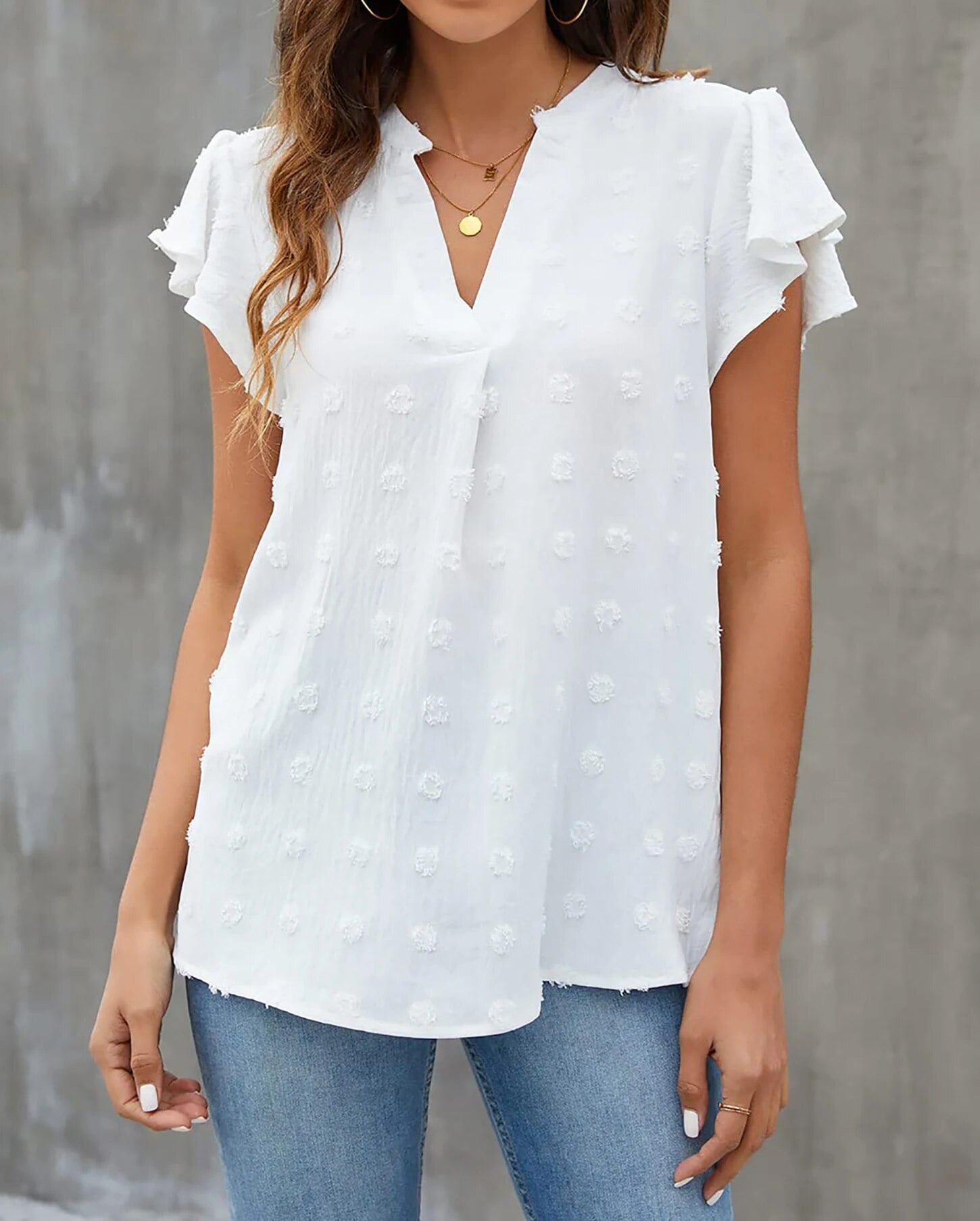Elevate Your Wardrobe with Our Women's Elegant V-Neck Blouses Featuring Ruffle Sleeves - Perfect for Summer Casual Wear!