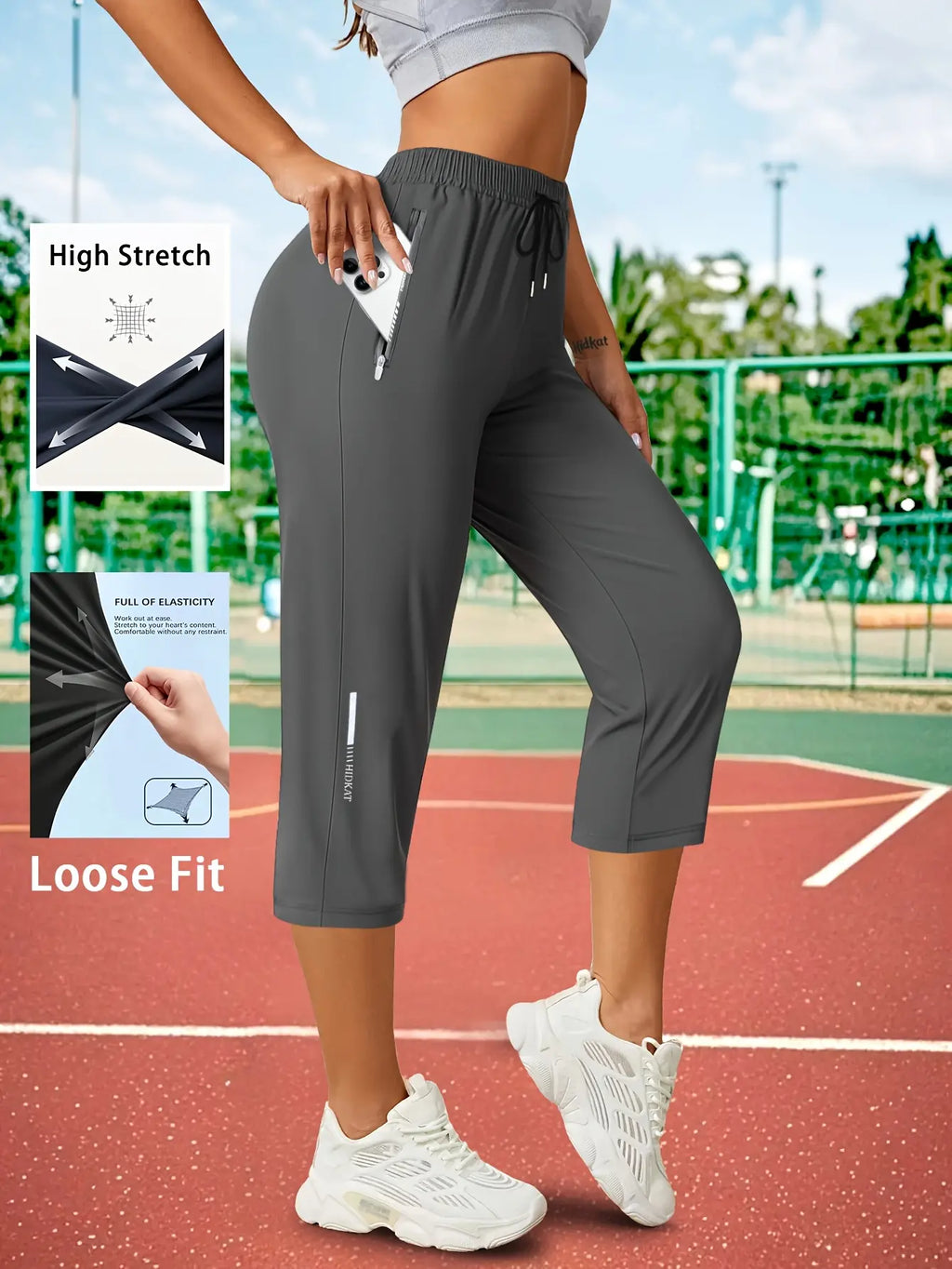Elevate Your Summer Wardrobe with Our 3-Pack Women’s Capri Pants – Comfortable Drawstring Waist and Functional Zipper Pockets for Everyday Adventures