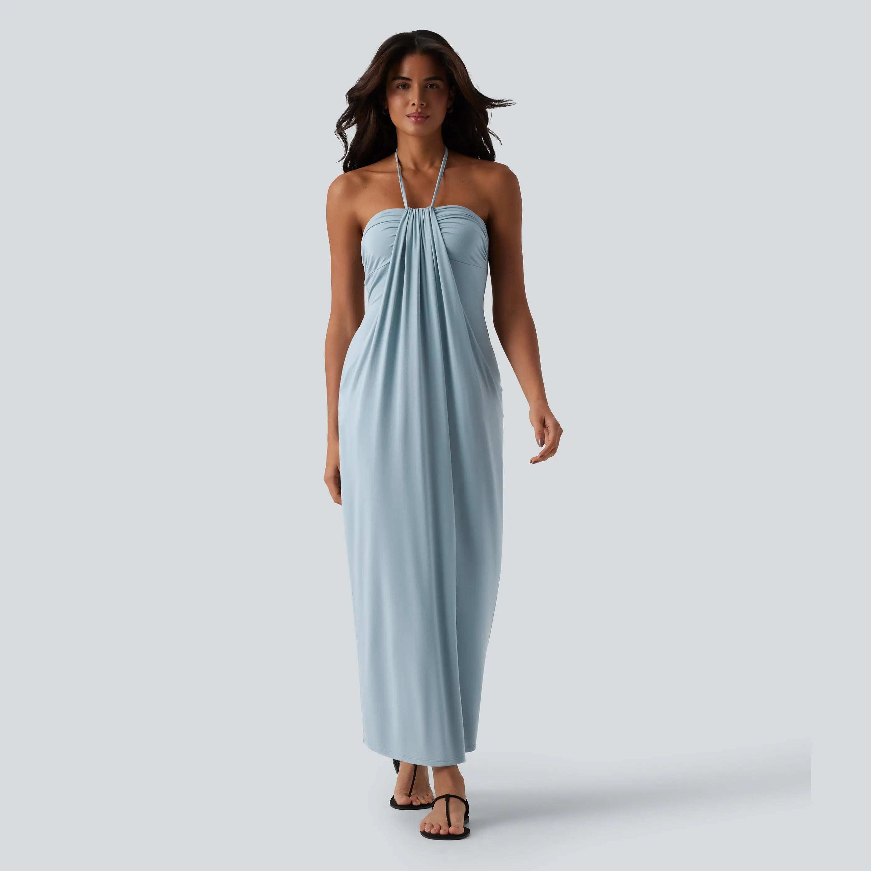 Elevate Your Style with the Halara Halter Tie Back Maxi Dress Featuring Pockets
