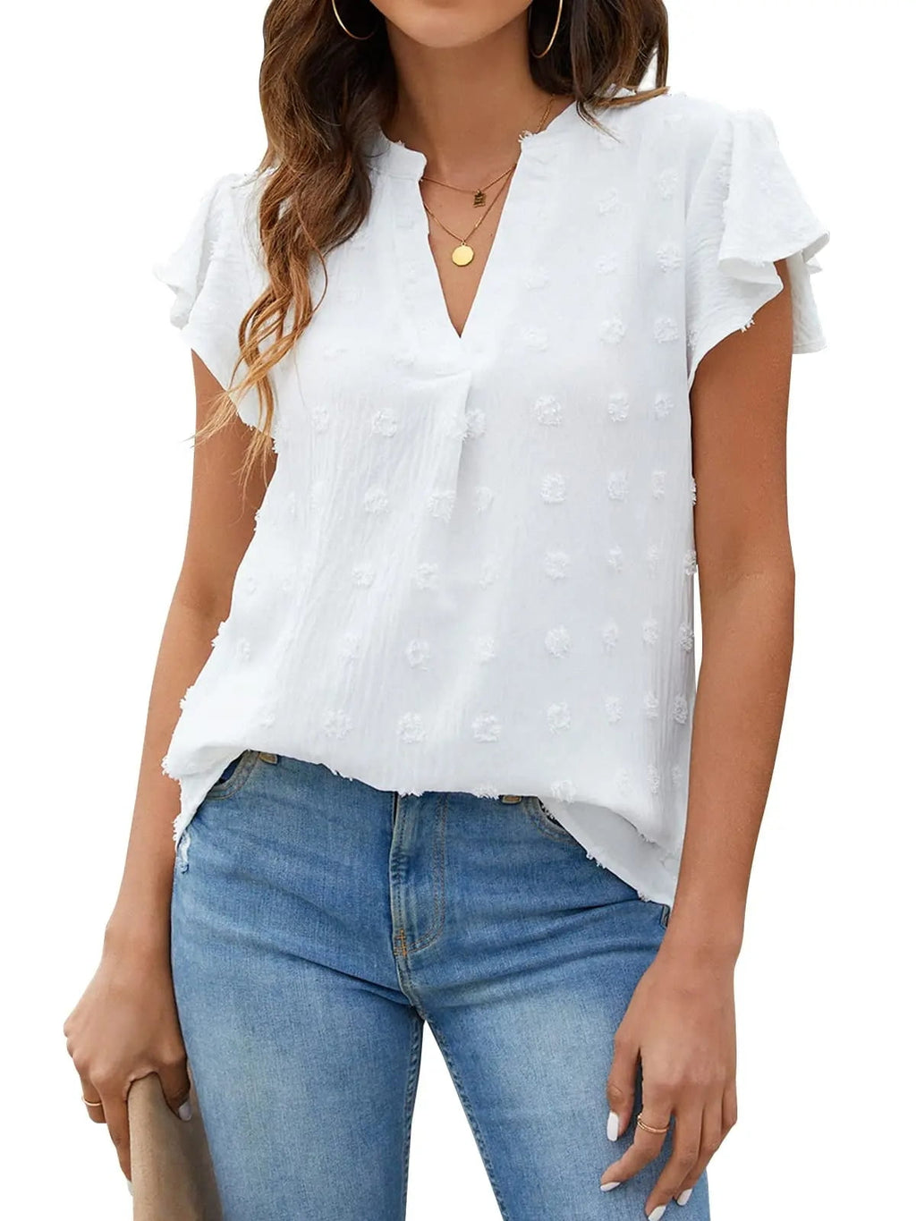 Elevate Your Wardrobe with Our Women's Elegant V-Neck Blouses Featuring Ruffle Sleeves - Perfect for Summer Casual Wear!