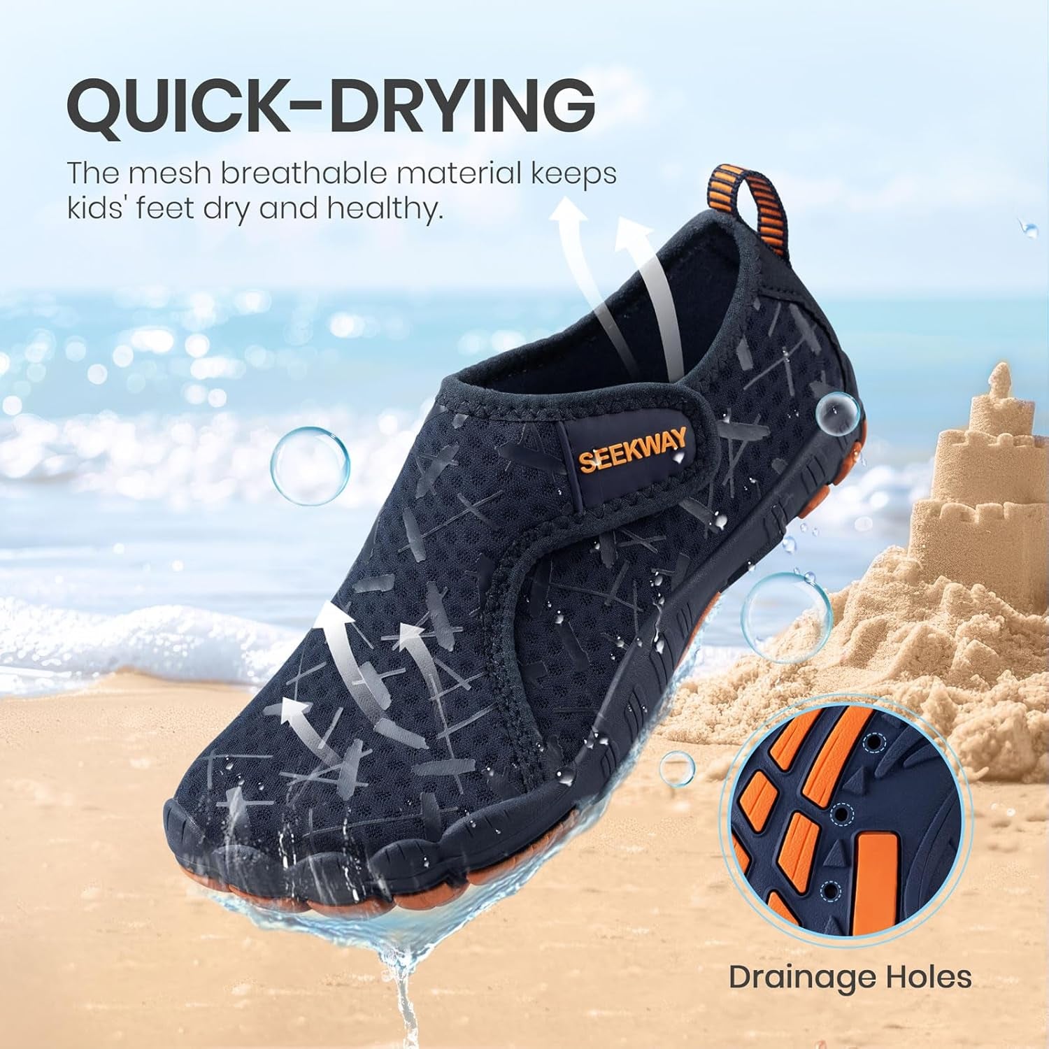 Kids' Barefoot Water Shoes - Quick-Dry Sandals with Wide Toe Box for Hiking, Swimming, Beach, Pool, and Kayaking - Non-Slip Camping Essentials for Boys and Girls