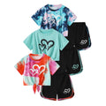 6-Pack #Summervibes Girls Summer Love Heart Print Vacation T-Shirt & Dolphin Shorts Tracksuit Set for Sports, Casual, Dance