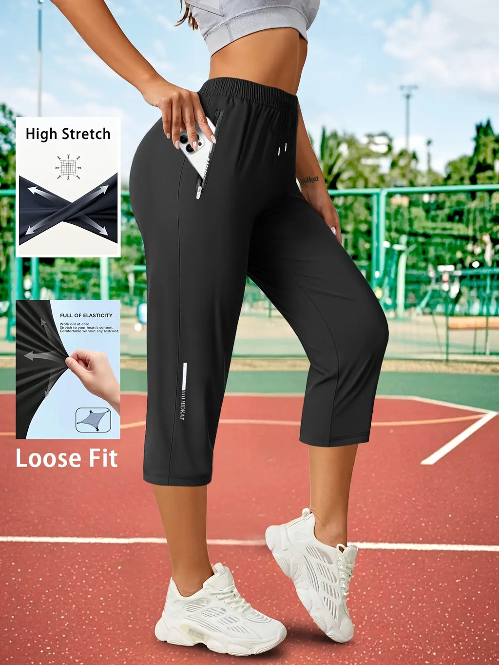 Elevate Your Summer Wardrobe with Our 3-Pack Women’s Capri Pants – Comfortable Drawstring Waist and Functional Zipper Pockets for Everyday Adventures