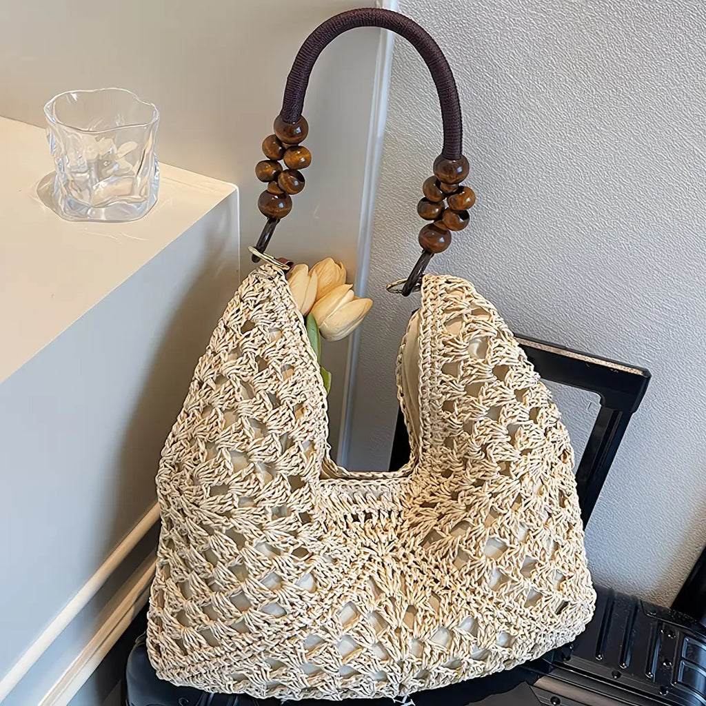 Chic Handmade Woven Shoulder Bag - Perfect for Summer Beach Days & Vacations!