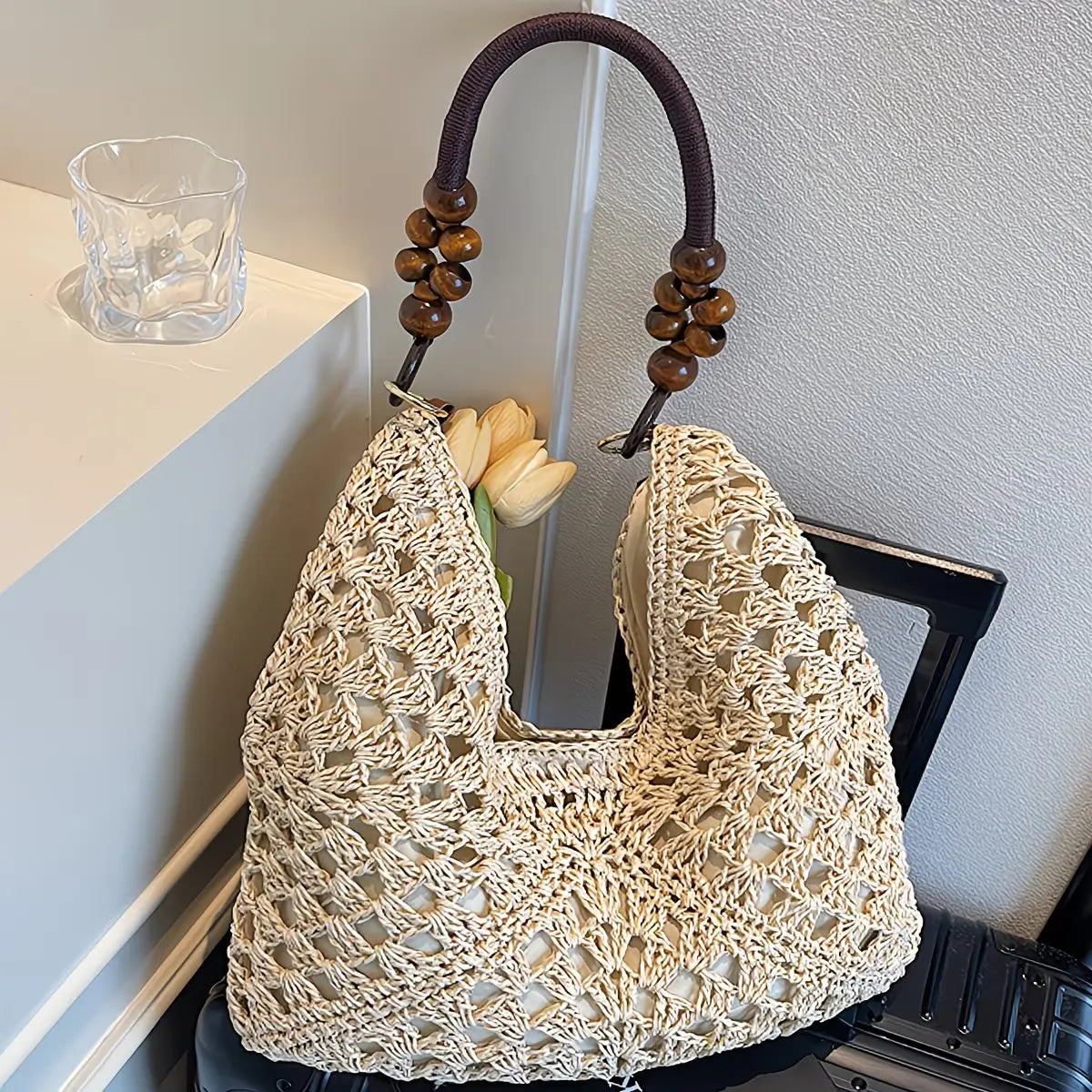 Chic Handmade Woven Shoulder Bag - Perfect for Summer Beach Days & Vacations!