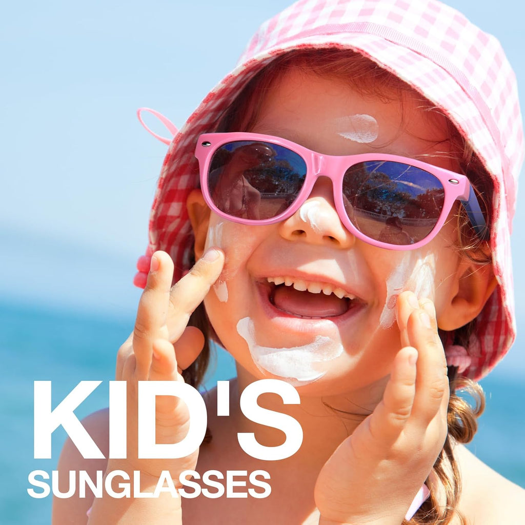 RIVBOS RBK004 Kids Polarized Sunglasses - Stylish Pink UV Protection with Flexible Frame and Adjustable Strap for All-Day Comfort