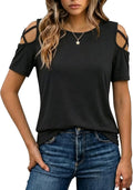 Women's Short Sleeve Cold Shoulder Tops - Spring/Summer Loose Fit Tunic 2026