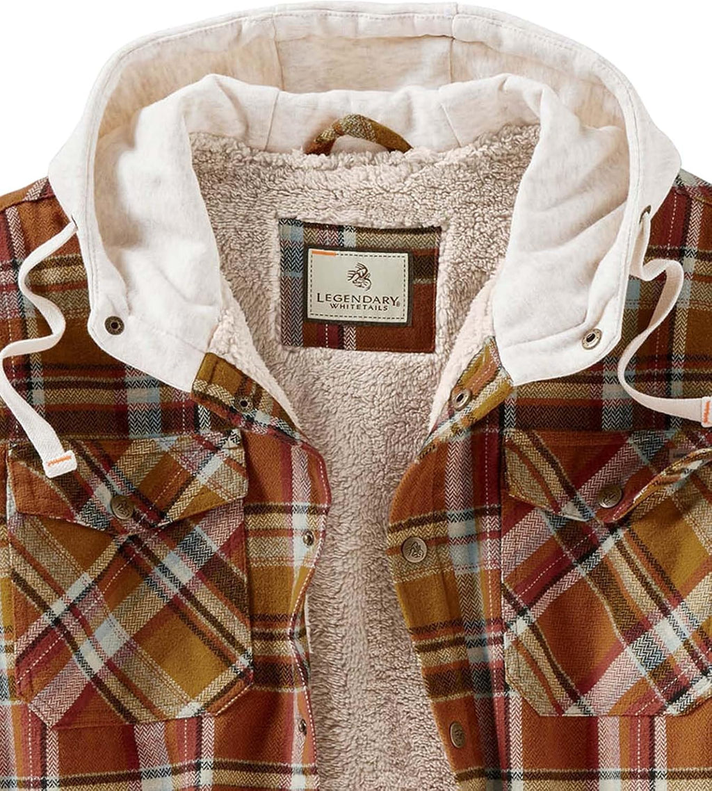 Stay Warm and Stylish: Men's Insulated Hooded Shirt Jacket with Cozy Plaid Flannel and Soft Berber Lining