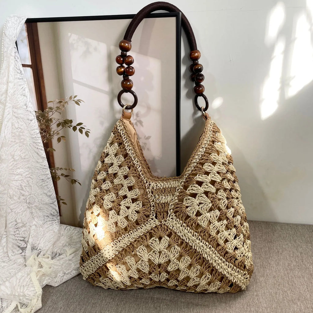 Chic Handmade Woven Shoulder Bag - Perfect for Summer Beach Days & Vacations!