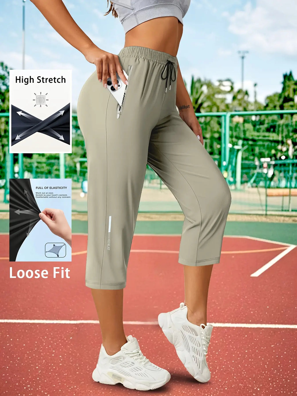 Elevate Your Summer Wardrobe with Our 3-Pack Women’s Capri Pants – Comfortable Drawstring Waist and Functional Zipper Pockets for Everyday Adventures