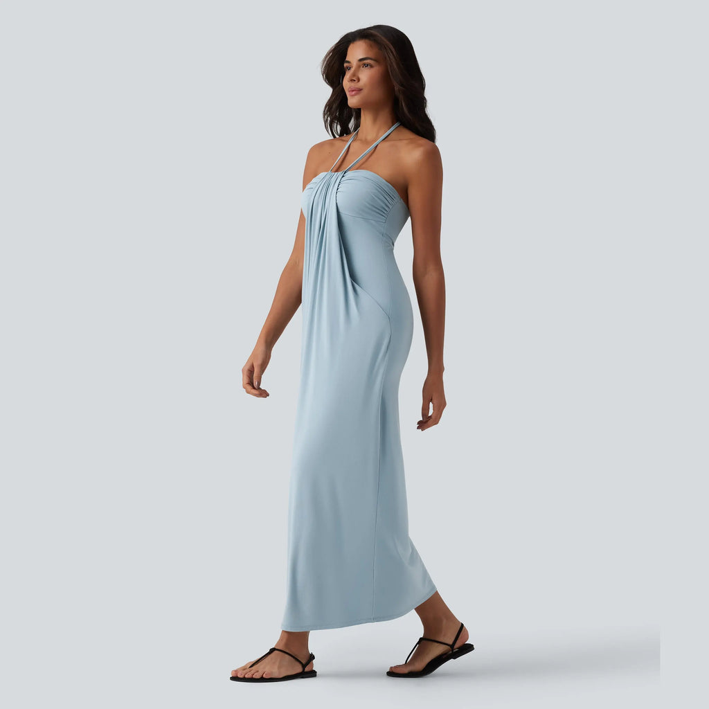 Elevate Your Style with the Halara Halter Tie Back Maxi Dress Featuring Pockets