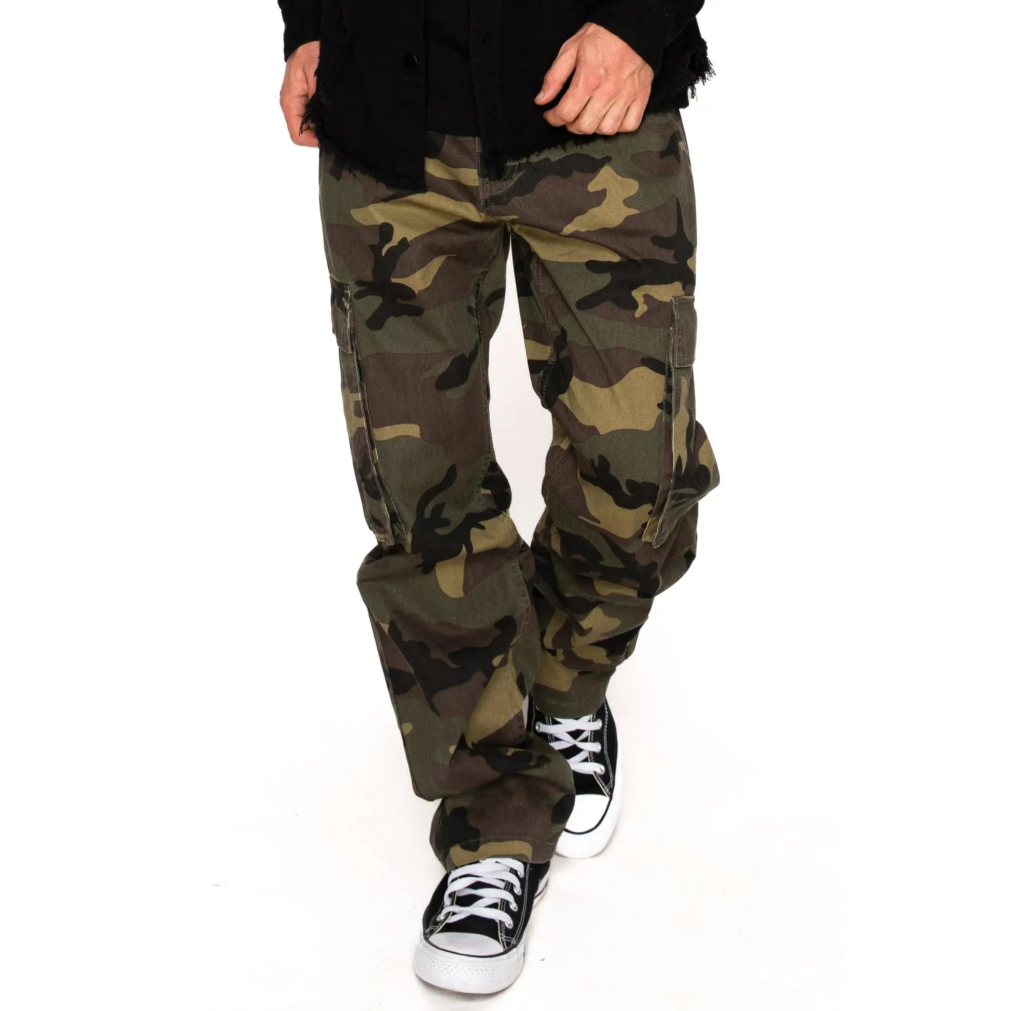 VICTORIOUS Baggy Fit Cargo Camo Pants Cotton Menswear Pocket Man Trouser Camouflage