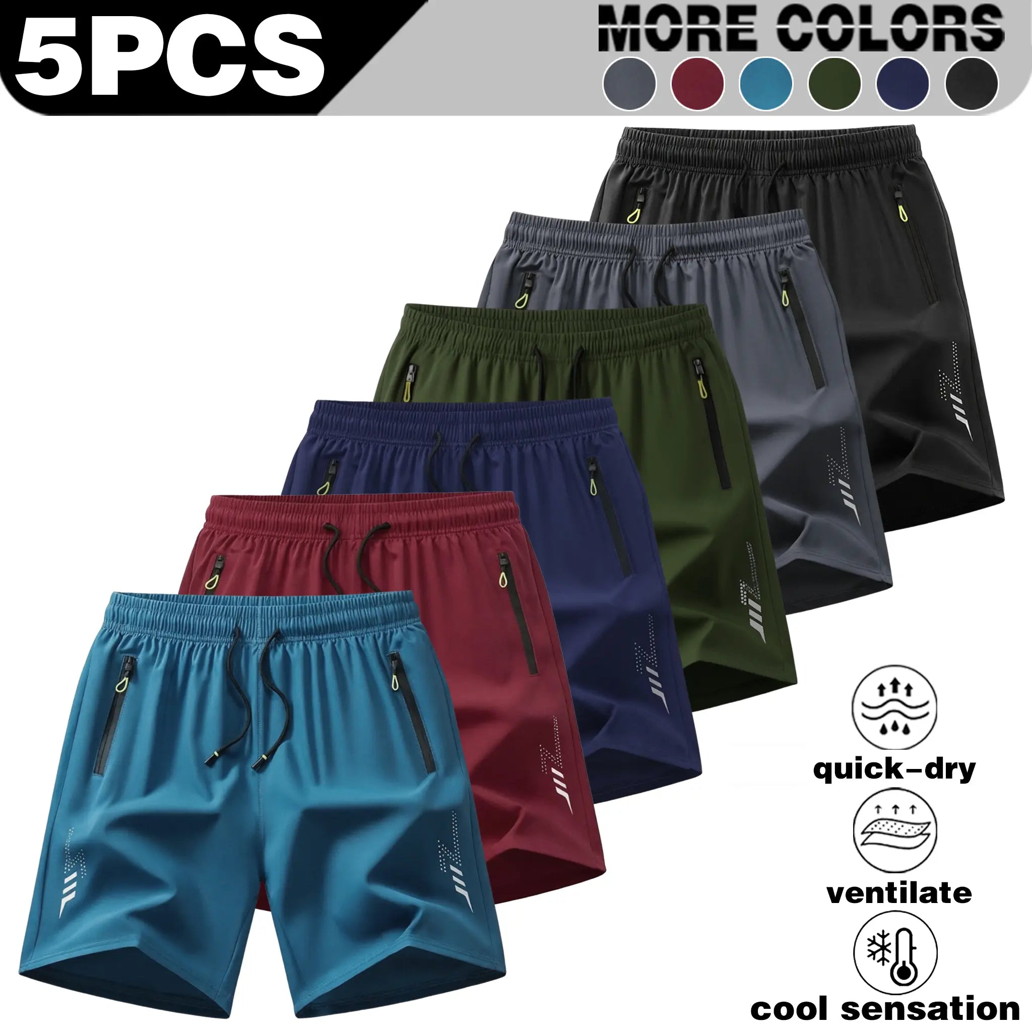 Ultimate Comfort: Men’s 3-Pack Quick-Dry Athletic Shorts with Zipper Pockets - Perfect for Summer Workouts and Outdoor Adventures
