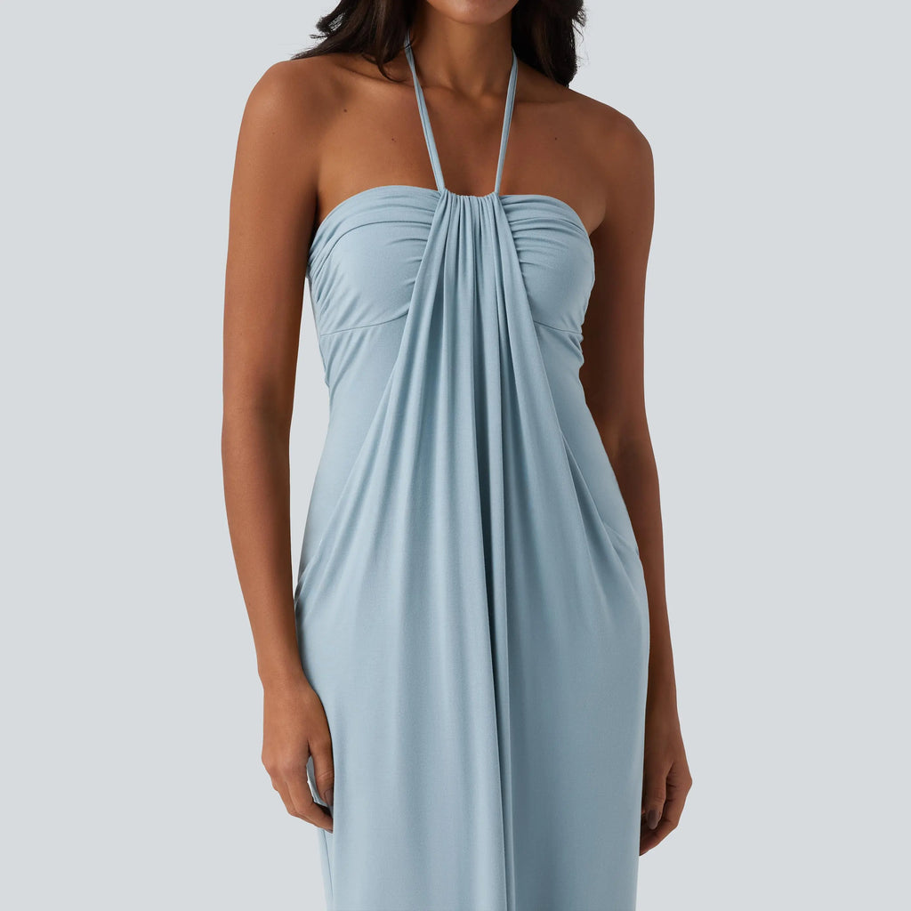 Elevate Your Style with the Halara Halter Tie Back Maxi Dress Featuring Pockets
